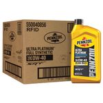 Pennzoil 550040856-6PK Ultra Platinum 0W-40 Full Synthetic Motor Oil - 1 Quart (Case of 6)