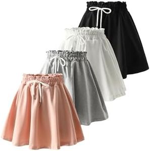 Jolyshlid Girls 4 Pack Athletic Skirts Set Tennis Golf Skirts with Shorts Running Flowy Skorts Multicolor 4-5Y