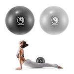 Slim Panda Pilates Ball 2 Pcs, 9 Inch Small Exercise Ball for Yoga, Workout, Core Training and Physical Therapy, Core Ball with Fitness Guide for Balance, Stretching, Stability (Black + Silver)