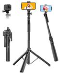 JOILCAN 70" Cell Phone Selfie Stick Tripod, Extendable Mobile Phone Tripod with Remote, Portable Smartphone Tripod Stand with Anti-Shake Handle, Selfie Monopod Compatible with iPhone/Samsung/Huawei