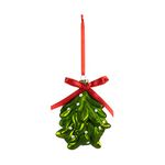 DEMDACO Bright and Cheery Green Mistletoe 4 x 5 Blown Glass Christmas Ornament