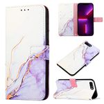 COTDINFOR Compatible with iPod Touch 7 Wallet case for Women, Touch 6 Case with Card Holder Luxury Leather with Kickstand Protective Case for iPod Touch 5/6 / 7th Marble Purple White