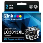 E-Z Ink Pro LC3013BK LC3011BK Compatible Ink Cartridge Replacement for Brother LC3013 LC3011 LC-3013 Compatible with MFC-J491DW MFC-J497DW MFC-J895DW MFC-J690DW (2 Black)