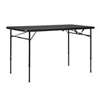 Mainstay 40" Plastic Adjustable Height Fold-in-Half Folding Table, Rich Black