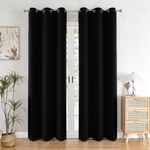 HOMEMONDE Long Door Curtains 8 Feet Pack of 2 - Solid 98% Blackout Curtain for Living Room, Bedroom, Office, 96L Inch x 46 Inch - (Black, 243 x 118 CM)