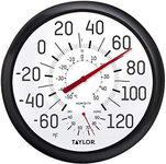 Taylor Wall Thermometer and Humidity Guide, Wireless Thermometer with Easy to Read Large Numbers for Patio, Pool, and Indoor Areas, 13.25-inch, Black