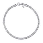 Amberta Women 925 Sterling Silver Snake Charm Bracelet: 19 cm - 7.5 inch