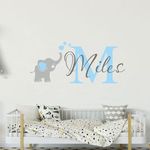 Custom Name with Elephant Wall Sticker Art Home Decal Personalized Name Vinyl Decor for Kids Boy Girl Baby Bedroom Nursery Decoration Design House Decoration YMX81 (Design 1)