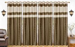 Kuber Industries Embossed Print 4 Pieces Silk Patio Sliding Door Curtain - Wide Blackout Curtains, Keep Warm Draperies, Sliding Glass Door Drapes,7 Feet (Gold & Cream)