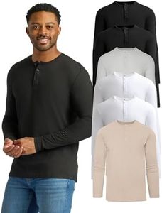 True Classic Long Sleeve Shirts for Men — Mens Long Sleeve Tee-Shirts, Henley Shirts for Men or Waffle-Knit Thermal T-Shirts - Henley - Regular, Pack of 6, Variety, S