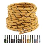 Puzeam 2 Pairs Round Hiking Boot Shoe Laces Strong Heavy Duty Shoelaces For Men Women Walking Work Boot Shoes Black Yellow 140