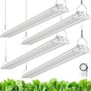Barrina TX72 4FT Grow Lights for Seed Starting, 288W (4 x 72W, 2000W Equivalent), High PPFD, 5000K Daylight Full Spectrum, Mechanical Timer, Hanging Grow Lights with On/Off Switch Linkable, 4 Packs
