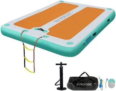 SUYOCHIC 10FT x 6FT Inflatable Floating Dock, Inflatable Swim Platform Dock Boat Float, Tanning Pool with Non-Slip EVA Surface, Floating Mat Lake Floats for Pool Beach Ocean