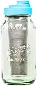 Brewing America Mason Jar Cold Brew Coffee Maker Infuser: Made in USA Wide Mouth Mason Jar with Screw Top Pour and Drinking Lid, Stainless Steel Filter - Coffee, Tea, Alcohol - 2 Quart 64 oz Teal Lid