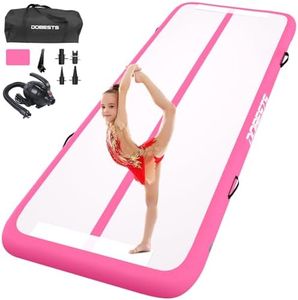 Inflatable Air Gymnastics Mat, 10ft/13ft/16ft/20ft Training Mat 4/8 inches Thickness Tumbling Mat with Electric Pump for Home/Gym/Outdoor-pink-5-20