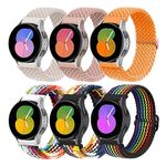 20mm Nylon Band for Samsung Galaxy Watch 7/6/5/4/FE 40mm 44mm/active 2/5 Pro 45mm/4 Classic 42mm 46mm/Galaxy 6 Classic 43mm 47mm,6-Pack Elastic Fabric Braided Stretchy Sport Strap Wristband Women Men