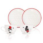 Disney Mickey and Minnie Bone China Teacup and Saucer, Set of 2 | Tea Party with Coffee, Espresso, Mocha