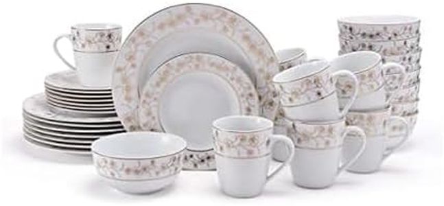 Mikasa Floral Metallic Gold 32 Piece Dinnerware Set, Service For 8, White