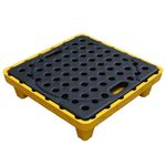 Modular Spill Platforms, Spill Containment Platform Yellow and Black Modular Spill Containment Pallet with Top Grates, Suitable for Various Industrial Parks and Warehouses, 1 Pcs