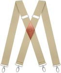 MENDENG Suspenders for Men Vintage Bronze Snap Hooks Adjustable Braces Groomsmen, A/Beige/Swivel Hooks, One size