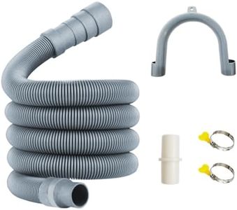 10 Feets Universal Washing Machine Drain hose Flexible Dishwasher Drain Extension Corrugated Washer Discharge Hose Kit w/ 1x Extension Adapter, 2x Hose Clamps, 1x U-Bend Holder