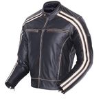 Bikers Gear Australia Classic Retro Style 'The Bonnie' Cowhide Leather Motorcycle Jacket with CE1621-1 Removable Armour - Ivory stripe XL