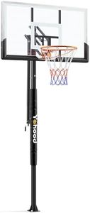 Yohood In Ground Basketball Hoop Outdoor 10FT Adjustable Height with Crank, in-Gound Basketball Goal System with 50 Inch Shatterproof PC Backborad and Solid Steel Rim