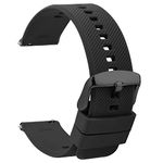 TStrap Silicone Watch Straps 20mm - Quick Release Watch Bands Soft Rubber Black - Waterproof Military Watch Strap for Men Women - for Smartwatches Straps Replacement