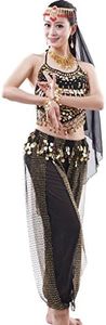 Astage Mujeres Bailarinas del Vientre Trajes Halloween Accesorios Estilo Egipcio Negro