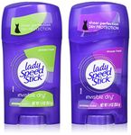 Lady Speed Stick Antiperspirant and Deodorant Invisible Dry Bundle - 2-Pack Powder Fresh (1.4 oz) and 2-Pack Shower Fresh (1.4 oz)