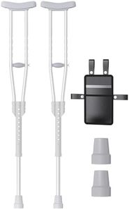 Aluminum Crutches for Adults & Seniors, Adjustable Crutches for Walking, Comfortable Lightweight Crutch with Underarm Pad & Crutch Bag & Hand Grip, 300 LB Weight Capacity, Fitting 5'83"-6'6", 1 Pair