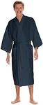 Men's Waffle Robe by BOCA TERRY, Waffle Knit Spa Robe, Long Lightweight Cotton Kimono Hotel Bathrobe (4X-Large, Navy)