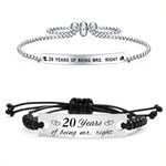 SOUSYOKYO 20 Years Anniversary Bracelet Gifts for Couples, 20th wedding Anniversary Jewelry Gift for Her Women Him Men