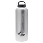 LAKEN Classic Water Bottle with Wide Mouth, Single Wall Lightweight Aluminum BPA Free, Leak-Proof Screw Cap, 1 Litre, Aluminum