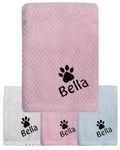 Hoolaroo Personalised Dog Blanket Washable Puppy, Cat, Blankets - Waffle Fleece Blanket Embroidered with Name of your Choice Gift Pet Lover Owner (Pink)