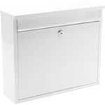 Burg-Wachter MB02 White Elegance Wall Mounted Galvanised Steel Lockable Weatherproof Post Box - 36x31x10cm