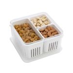 Flexcube Refrigerator Storage Box Fridge Fresh Kitchen Organizer Vegetable Fruit Boxes with Drain Basket Kitchen Storage Containers With Lid (Small Box, 3 Grid)