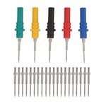 Probes Pin Kit, 5 Pieces Probes and 20 Pieces Replacement Needles Automotive Test Kit, 28mm, Insulation Piercing Needle Pin Test Probes for Car Tester Red/Black/Blue/Green/Yellow 37mm