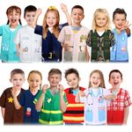 Jiuguva 12 Pcs Kids Dress Up Clothes, Role Play Costumes Community Helper Unisex Career Cosplay Set for Kids Over Age 6 (Fresh)