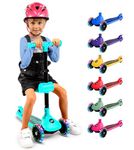 SereneLife 3 Wheel Kids Scooter, Kick Scooter with/without Foldable Seat, Light-Up LED Wheels, Adjustable Handlebar, Lean to Steer, Ideal for Toddlers Boys and Girls Age 3+, Up to 50Kg