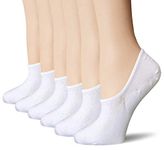 BERING Thin No Show Socks Womens 6 Pairs Non Slip Cotton Low Rise Ankle Footies Socks for Flats Sneakers Slip On, White (6 Pairs), 6-9