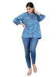 Hi-Fashion Woman's Regular Jacket Blue 3Xl