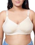 PLUMBURY Women Plus Size Full Coverage Lightly Padded Everyday Bra, Beige,Size 44B