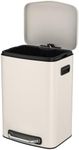 pouseayar Large Capacity 13 Gallon Stainless Steel Trash Can - Soft Close Lid, Foot Pedal, Durable Construction - Ideal for Kitchen, Office, Commercial Use - White