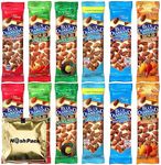 Blue Diamond Almonds Individual Packs - 12 Pack 1.5 Oz Almond Nuts Snack, 2 of each Flavor, Roasted Salted, Lightly Salted, Smokehouse, Sriracha, Habanero BBQ, Wasabi with Nosh Pack Mints