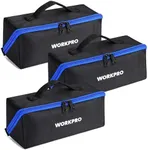 WORKPRO Tool Bag with Zipper, 10" Utility Wide Mouth Heavy Duty Tool Storage Bag, Multipurpose Zipper Tool Pouch Tote Bag for Organizer 3-pack