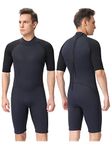 FLEXEL Shorty Wetsuit Men 2mm Neoprene Surfing Snorkeling Wet Suit 1.5mm Women Short Sleeves Swimsuit (Dark Blue 2mm, Medium)