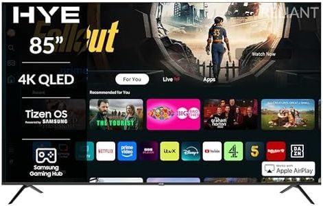 HYE TV - Smart TV, 85" Screen Size, 4K Resolution, QLED Technology, Apple AirPlay, Samsung Tizen OS & Gaming Hub, Versatile Connectivity, Black, Perfect For Streaming, Gaming & Entertainment
