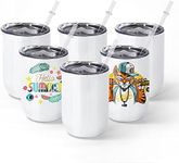 AGH 12 oz Sublimation Wine Tumblers, 6 pack Stainless Steel Double Wall Vacuum Insulated Tumblers