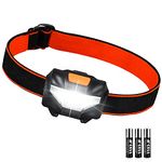 Detake LED Head Torch, Super Bright Lightweight LED Headlamp with 3 Lighting Modes, Battery Powered Waterproof LED Headlight for Camping, Running, Cycling, Fishing, Hiking, Reading, Outoor Sports